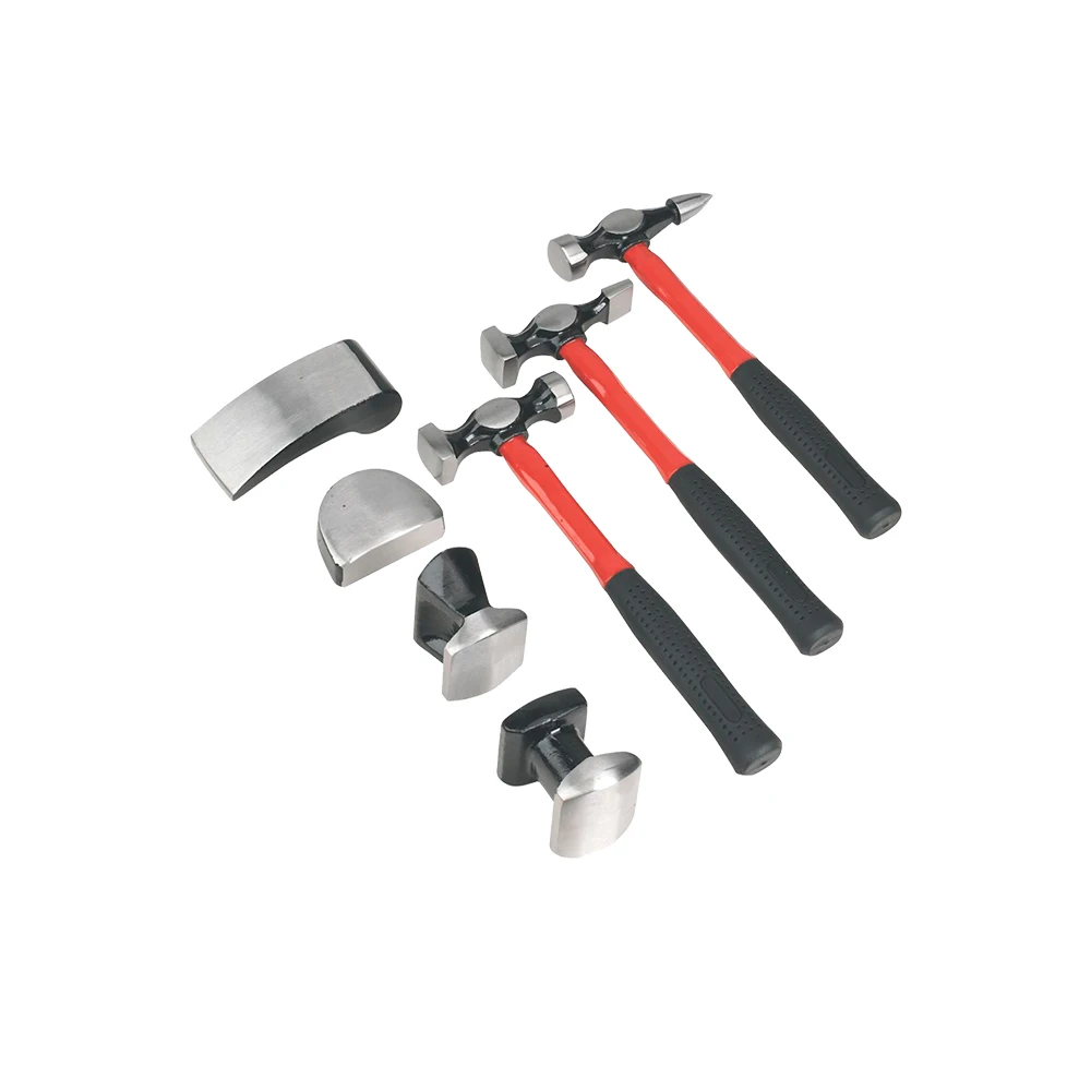 Car Body Repair Hammer Dolly 7X Kit Panel Beating Dent Ding Auto Tools with Case