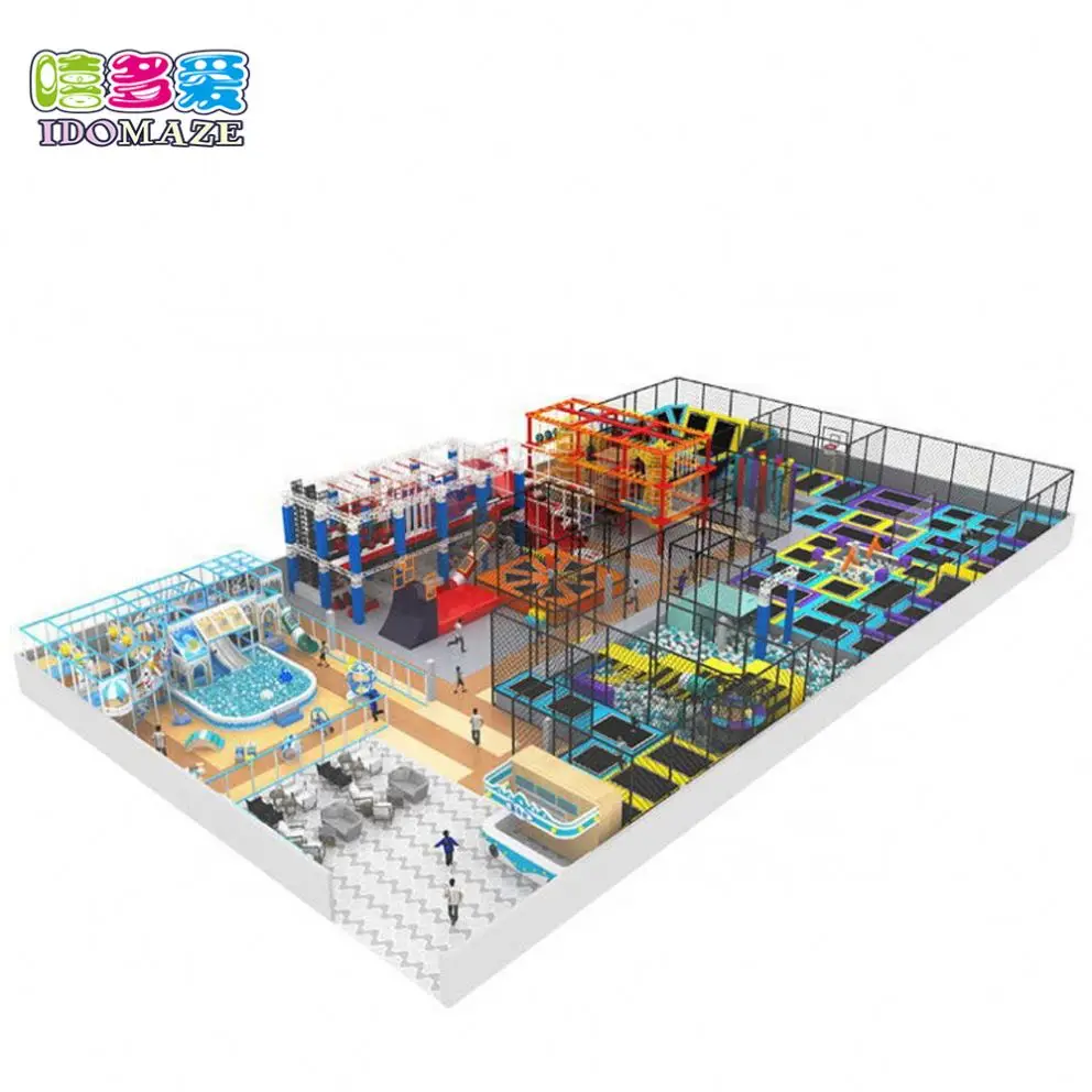 outdoor large bungee fitness jumping castle trampoline with foam pit inflatable jumping castle slide