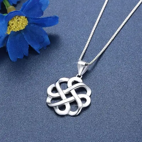 925 Sterling Silver plated Good Luck Polished Celtic Knot Cross Pendant Necklace for Womens from Indian Exporter