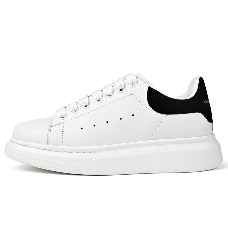 2024 New Customized wholesale luxury Leather Sports Shoes Alexan McQ Couple Small White Shoes Flat Bottom Lacing