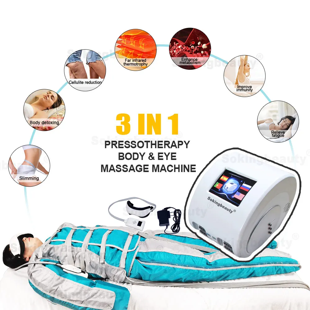Portable 3 in 1 Air pressure Professional Pressotherapy Machine For Legs Body Slimming