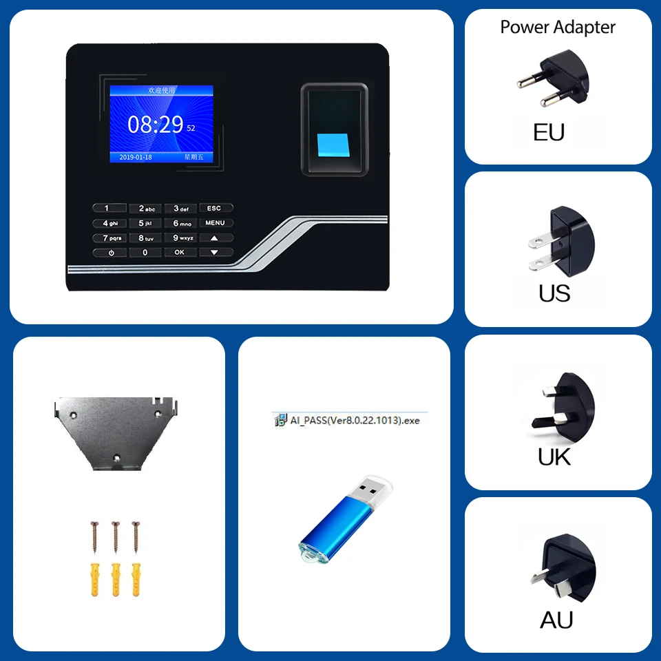 Smart TCP IP Fingerprint Password Attendance System With Free Software and Backup Battery F20H