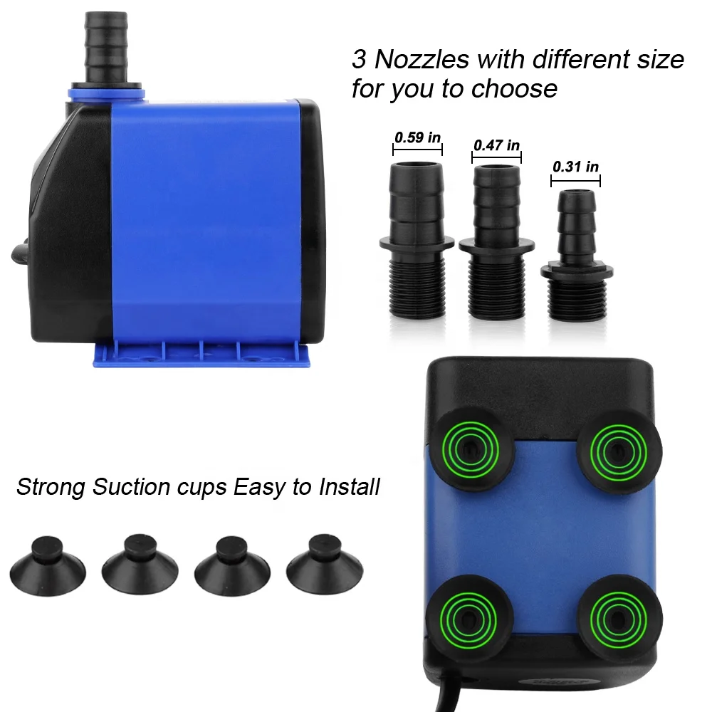 Blue Electric Fountain Pump For Fish Pond , Adjustable Flow Pond Pump