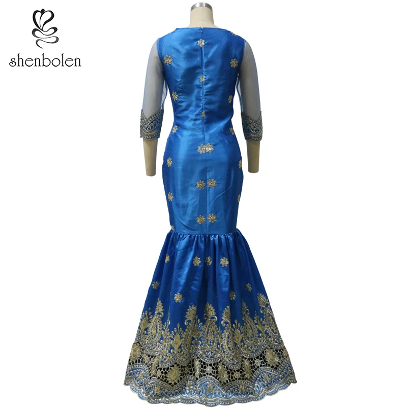 
YZ288 fashion top selling maxi mermaid ladies embroidery casual dress 
