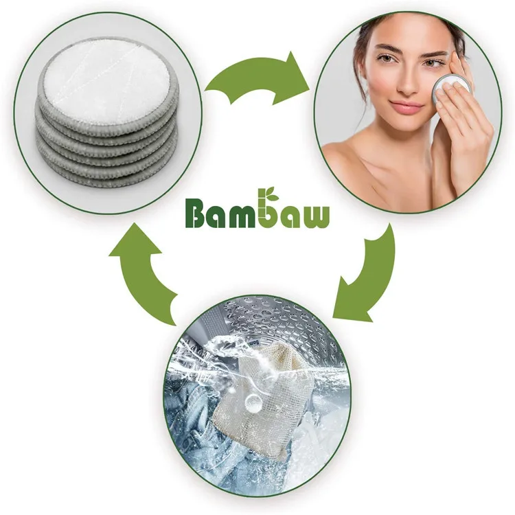 Reusable Cotton Pads Make Up Facial Remover Double Layer Pads Nail Cleaning Bamboo Makeup Remover Pads