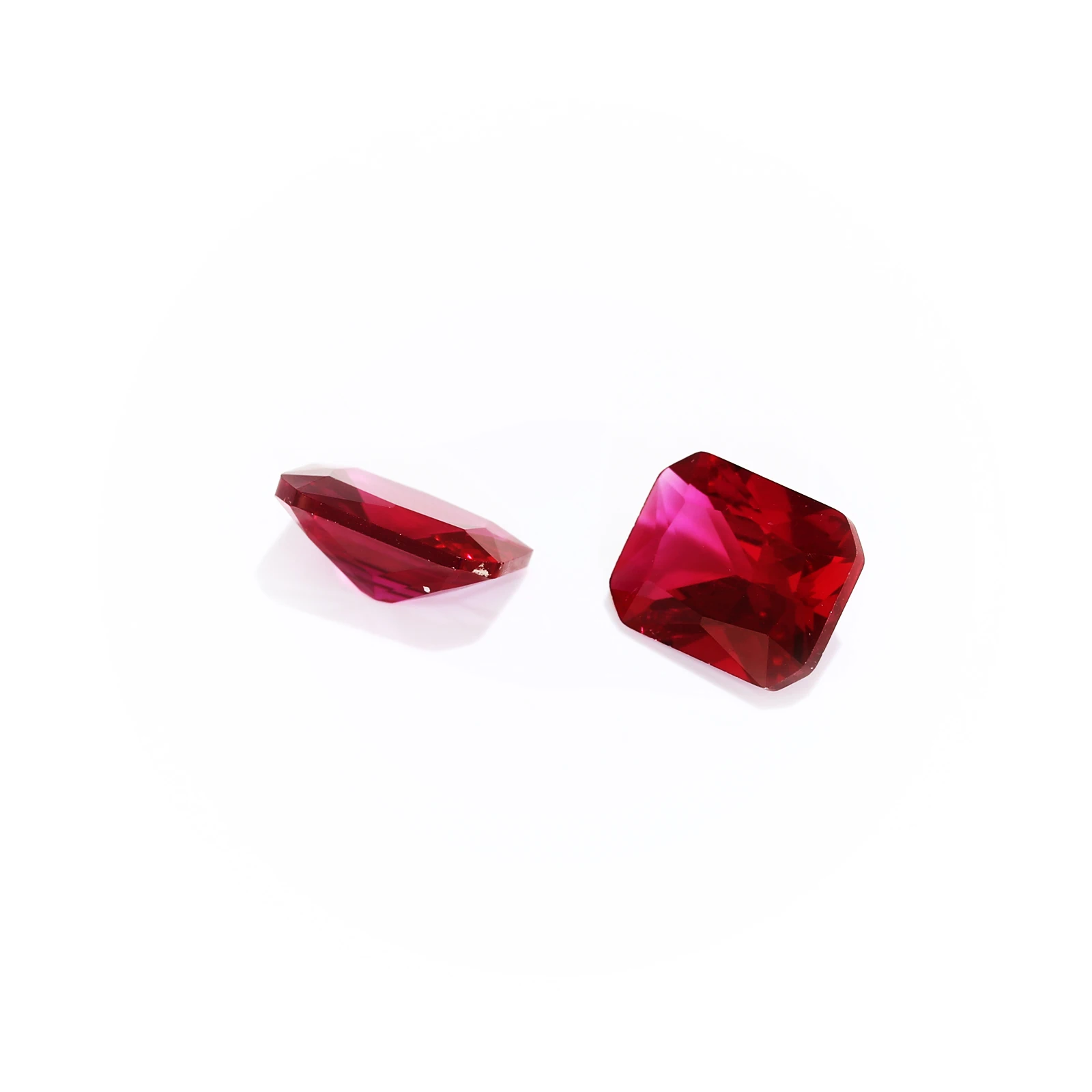 Megan wholesale Wuzhou Factory low price fancy Emerald Cut Loose Synthetic Red Ruby Stones 34# Synthetic Corundum Stones Gems