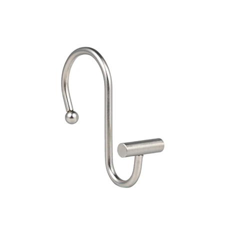 T-Bar Shower Curtain Hooks Rustproof Wholesale Bathroom Accessories Metal S Shape Shower Curtain Hooks Rings