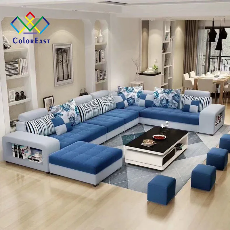 Exported More than 100 Countries Fabric Corner Sitting Couch U Shape Sofa CEFS002