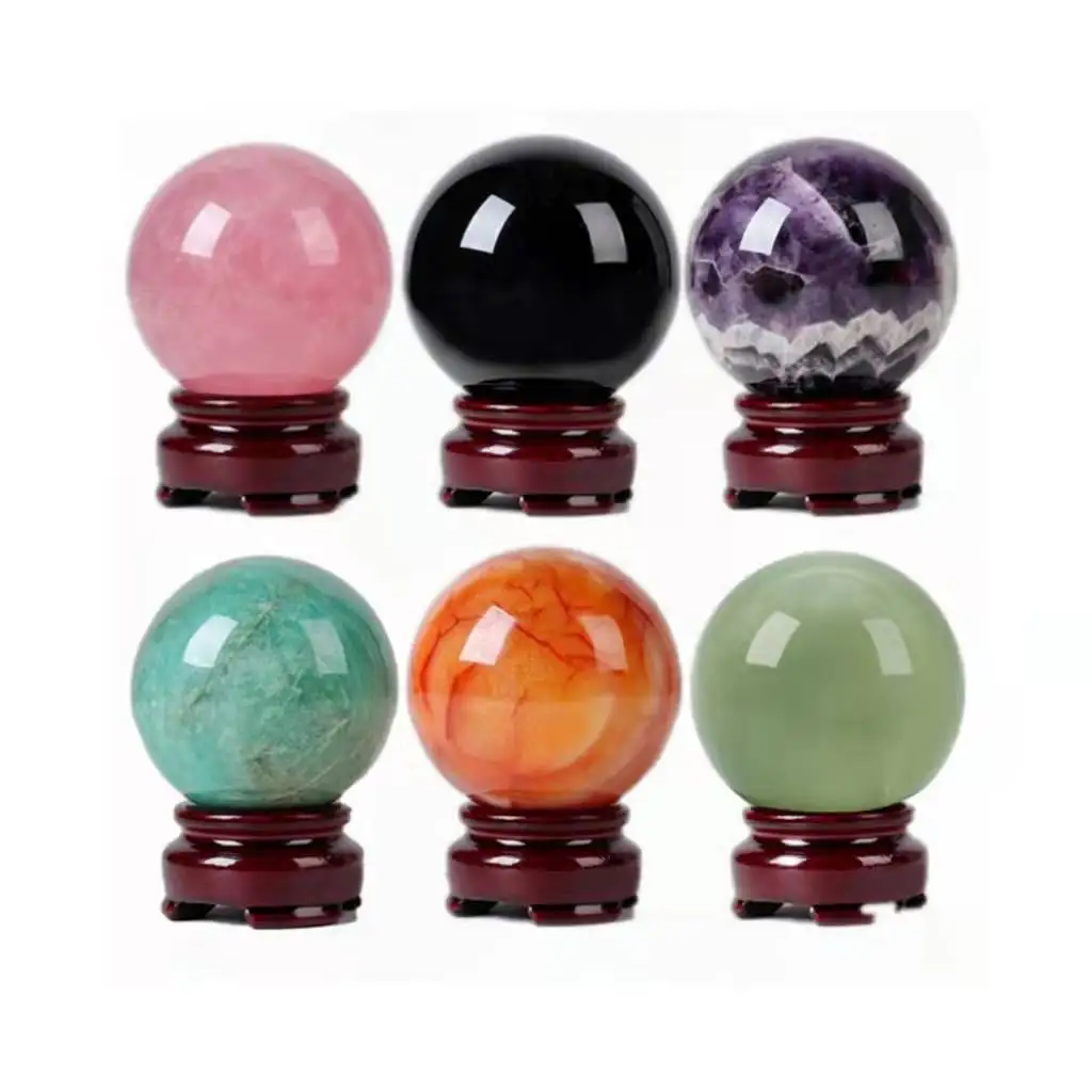Rose pink quartz healing Jade Ball Crystal Feng Shui Decorative Ball