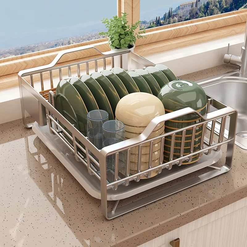 Custom Stainless Steel Metal Black Rustproof Drainboard Plate Drying Kitchen Organizer Over Sink single Dish Drying Drainer Rack
