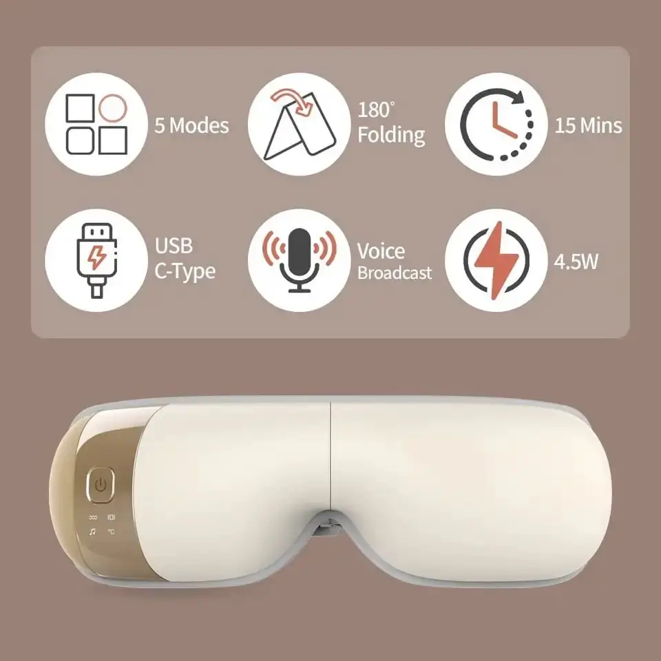 Type C Rechargeable Eye Massager Vibration Under Eyes Massage Device Electric Heat Eye Massage Equipment Fatigue Relief