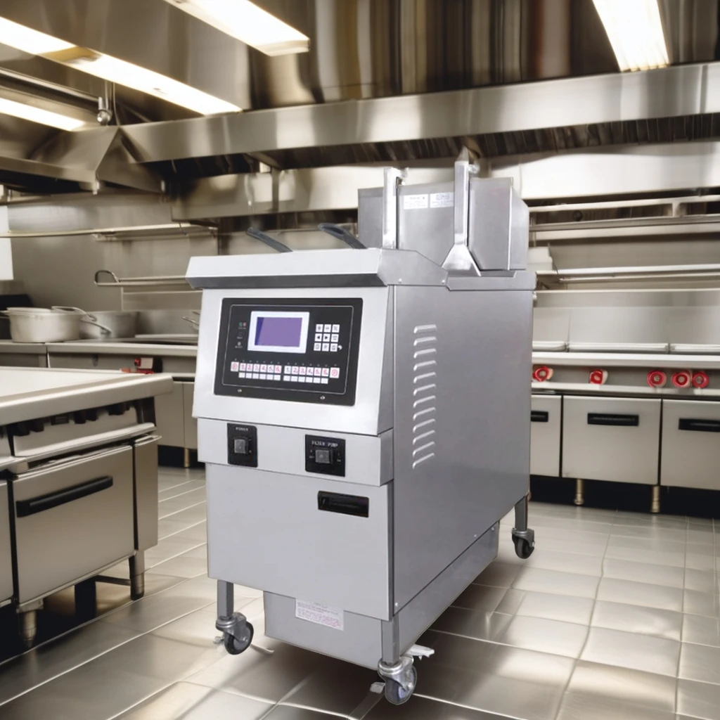 Gas Automatic-lifting basket Deep Fryer/Commercial Open Fryer chicken Fryer Chips Frying Machine with oil Pump for Food Industry
