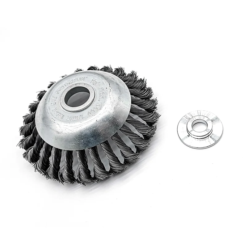 High Quality 6-Inch Garden Mower Parts Accessories Steel Wire Brush Cutter Trimmer with Cleaning Function Twisted Steel Brush