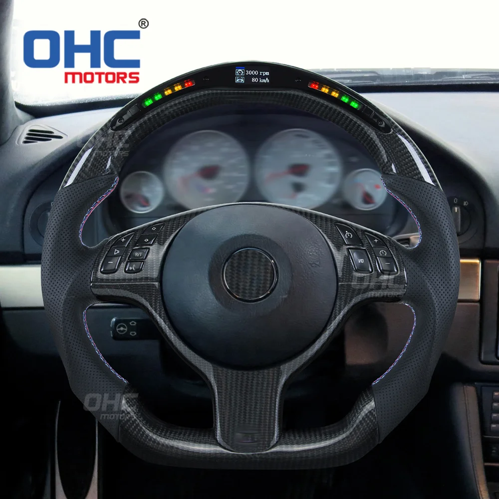 E46 LED Steering Wheel for volante bmw lenkrad e46 M3 3 series Coupe Sedan Carbon Fiber Steering Wheel ohc motors