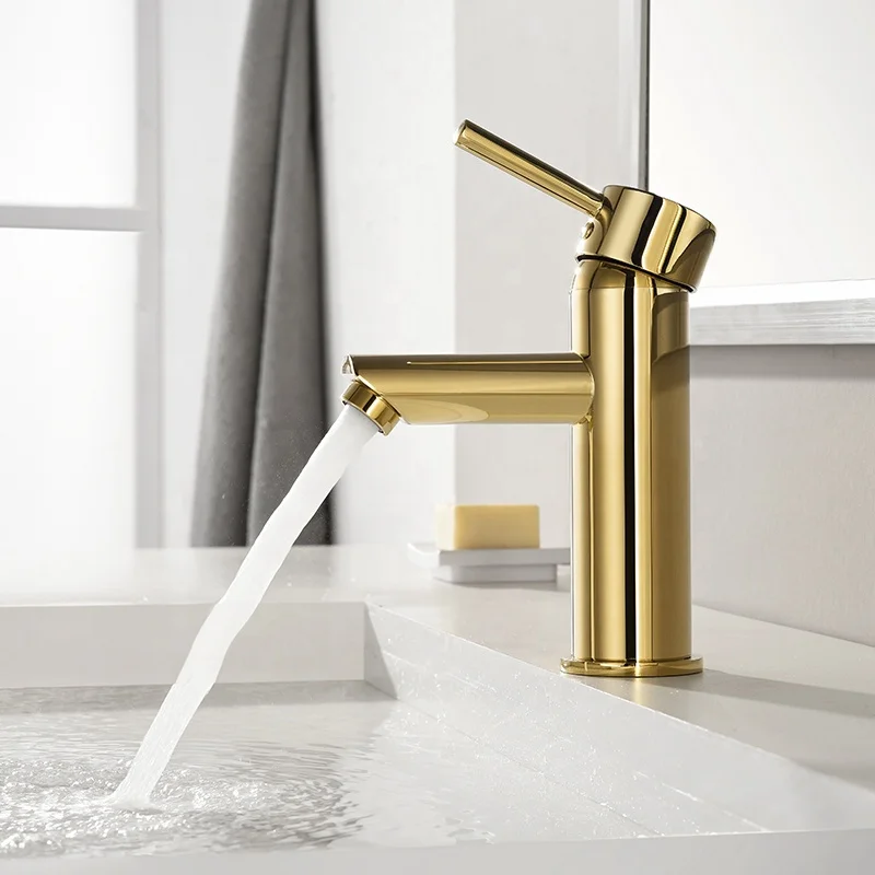 HIMARK cupc modern hot cold water single hole basin faucet single lever brass brushed gold bathroom sink mixer tap