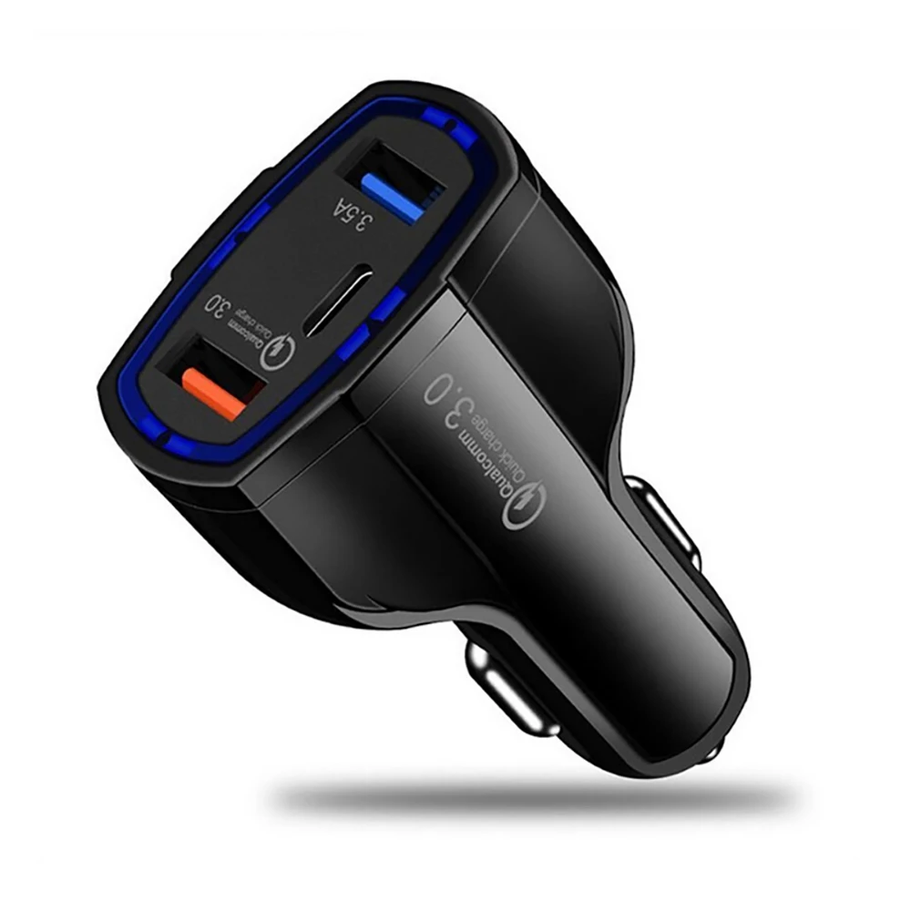 
3 Port USB Smart Car Charger 5V QC 3.0 3.5A OEM Type C PD Car Charger for Mobile Phone Universal 