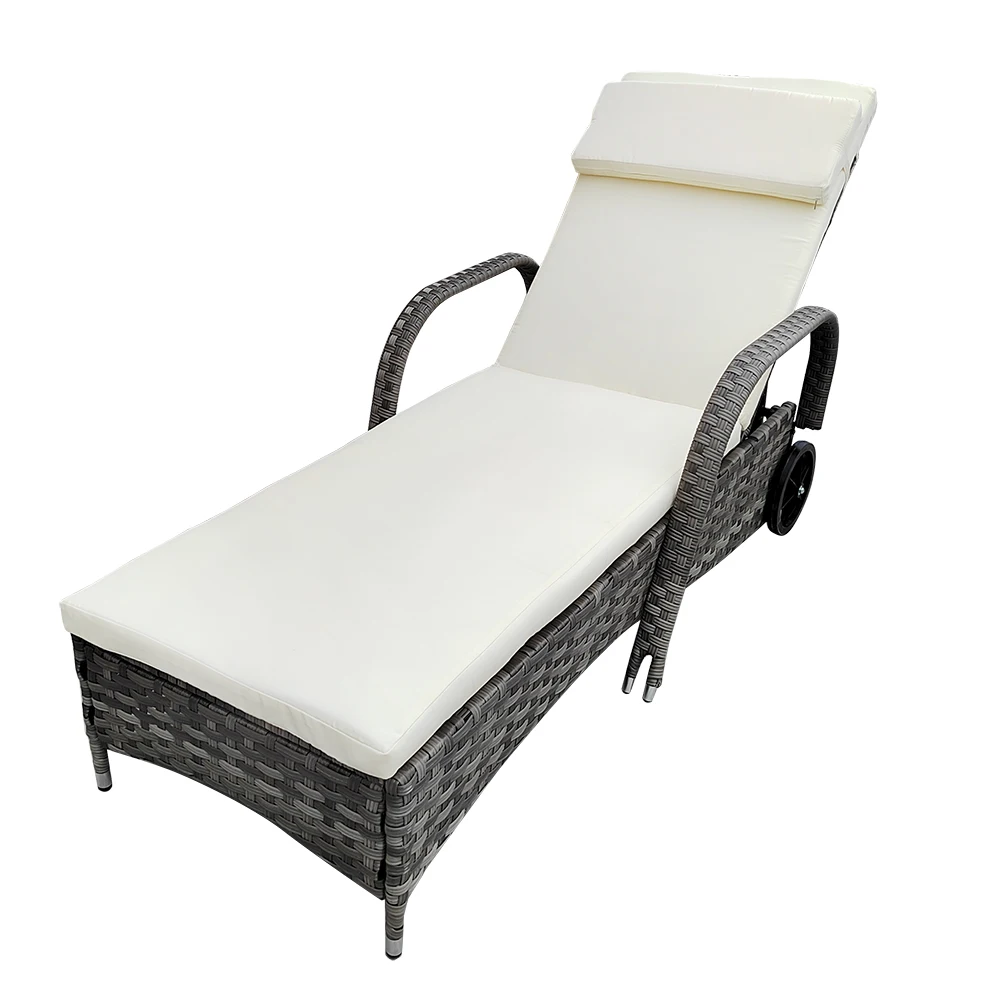 Wholesale Fashion Sun Lounger Hotel Outdoor Furniture Waterproof Rattan Style Fabric Packing Modern Cushion Color White