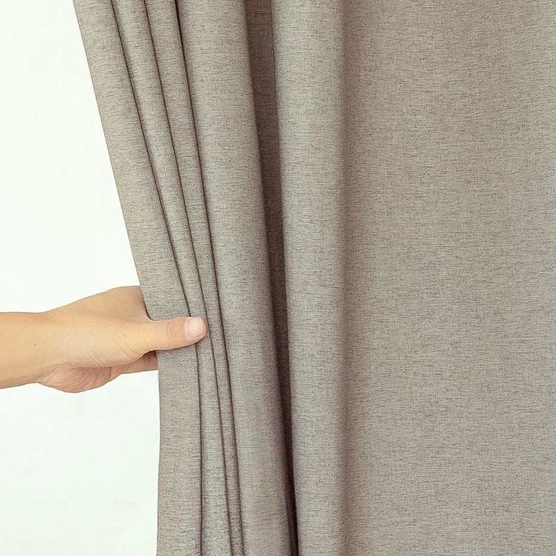 Bindi Thickened Waterproof And Mildew-Proof Polyester Cloth Beige Shower Linen Curtain For Bathroom