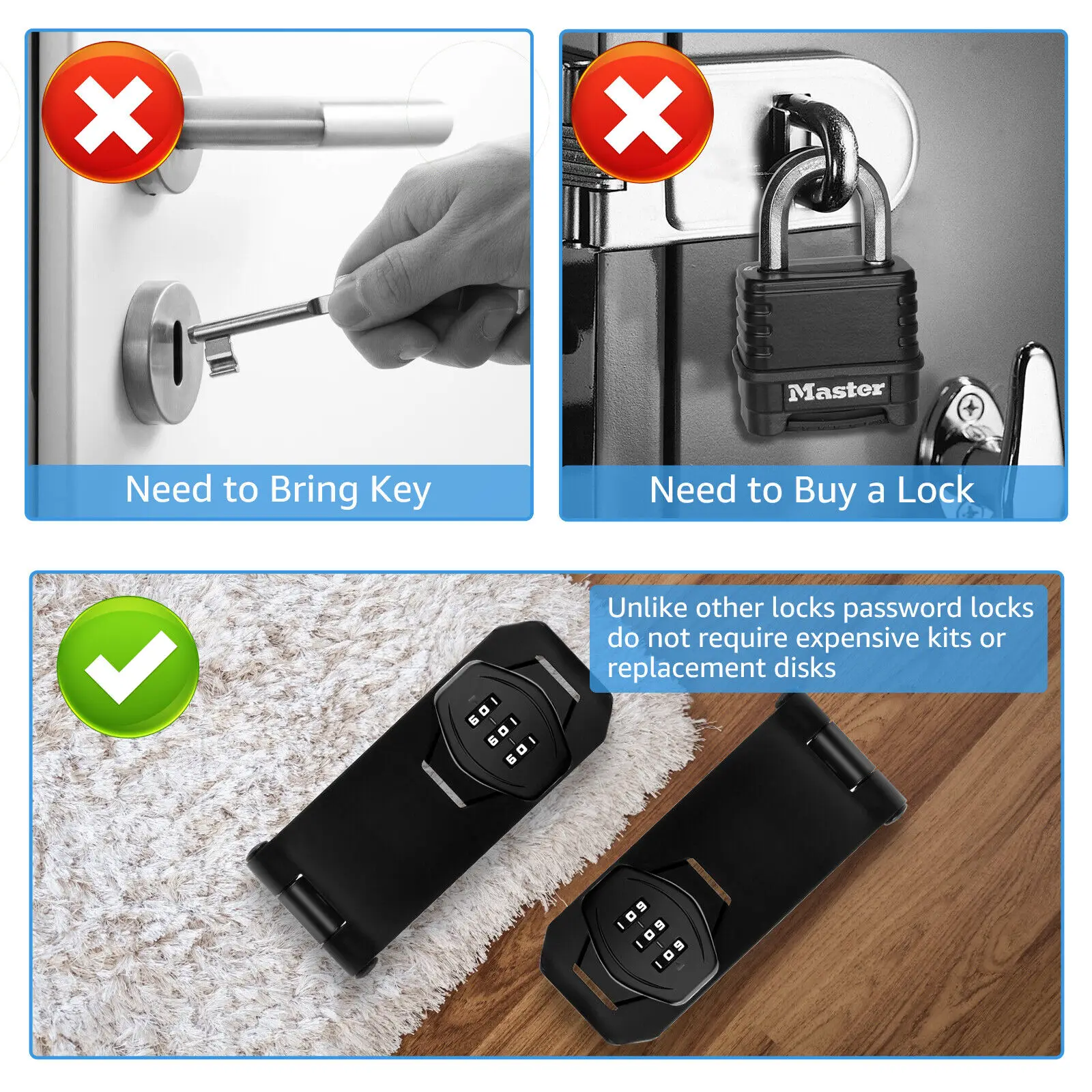 office drawer furniture Cabinet Password Lock 34 5 6 inch Zinc Alloy 3-Digit Rotary Hasp Combination Lock