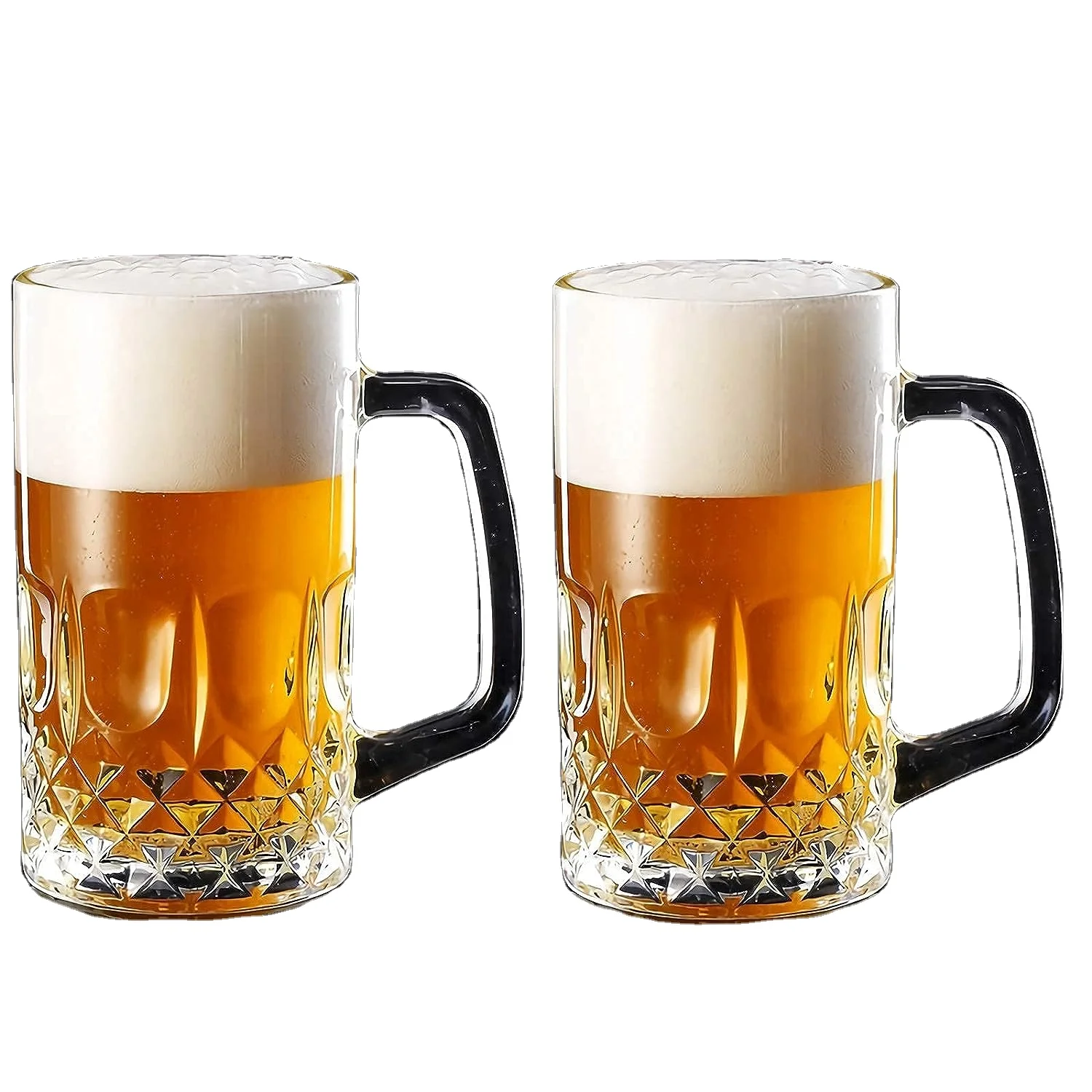 20 OZ  Clear Large Tall Beer Stein Mugs With Handle for Men,  Clear Large Tall Beer Glasses With Handle