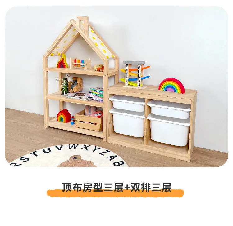 Kids Bedroom Toys Drawing Books Solid Wood Storage Shelves Combination Type Daycare Detachable Cabinet
