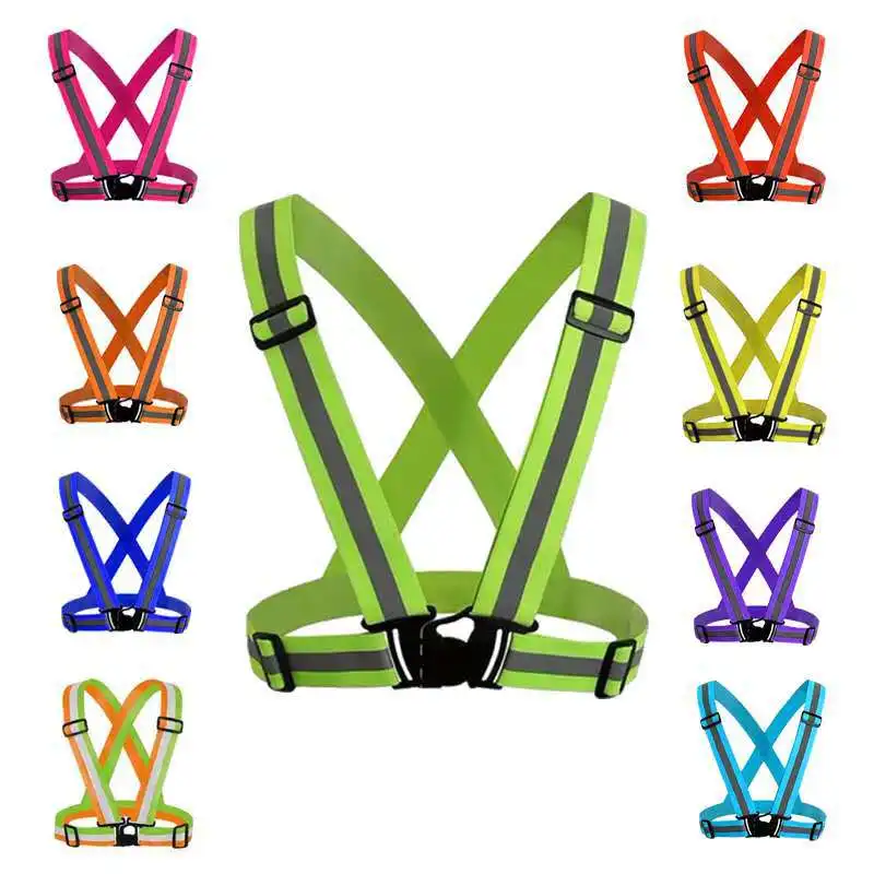 Reflective Fluorescent Green Color Elastic Straps Night Work Outdoor Sports Safety Belts Elastic Reflective Belt