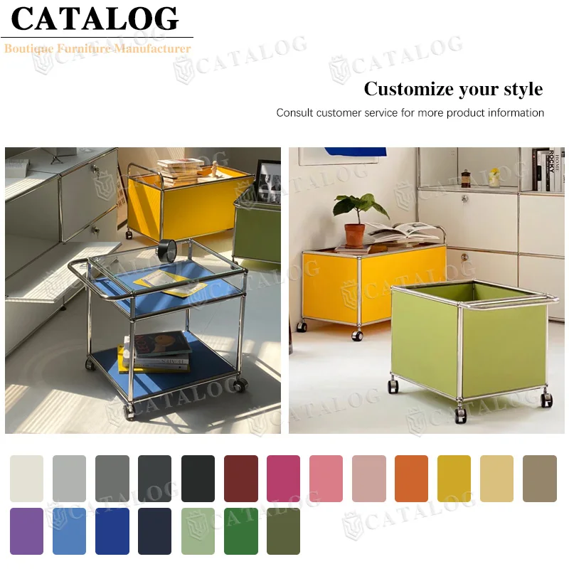 Modular Furniture Mini Coffee Bar Mobile Cart Rock Movable Adjustable Multi-layer Center Coffee Table With Wheel