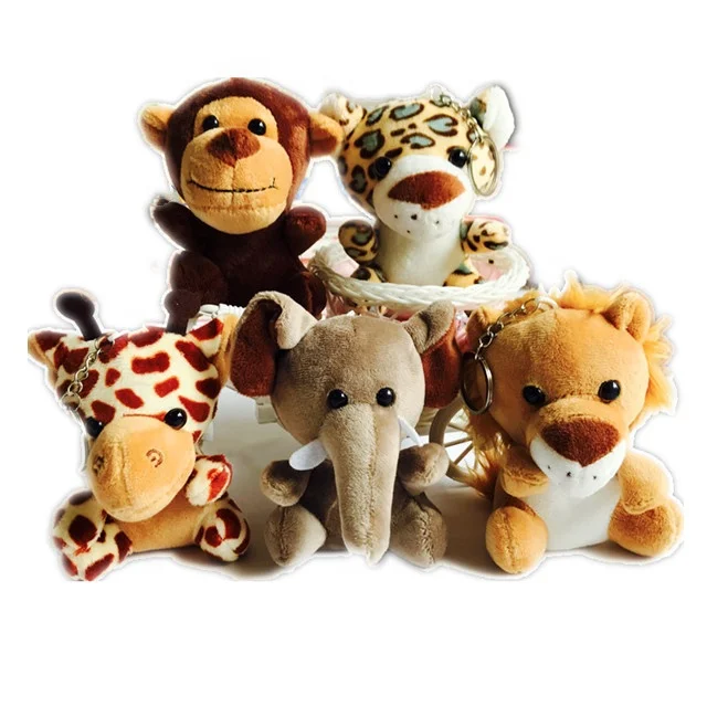 Мини-обезьяна Тигр Жираф Лев Слон Мягкий Лес Животные игрушки Симпатичная плюшевая игрушка брелок/брелок с набивным животным