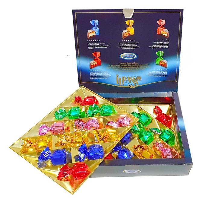 Hot selling white and black pack boxes sweet candies chocolates milk