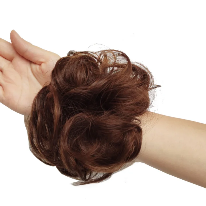 Synthetic Messy Bun Chignon Donut Gary Brown Color Hair Bun Pad Elastic Hair Rope Rubber Band Hair Extensions