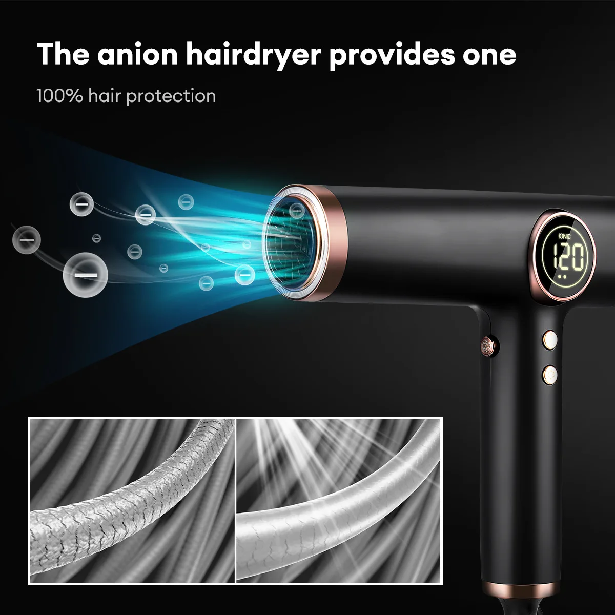 T-type hair dryer salon performance negative ion 3-speed strong wind 1200W hair dryer blower hot air comb