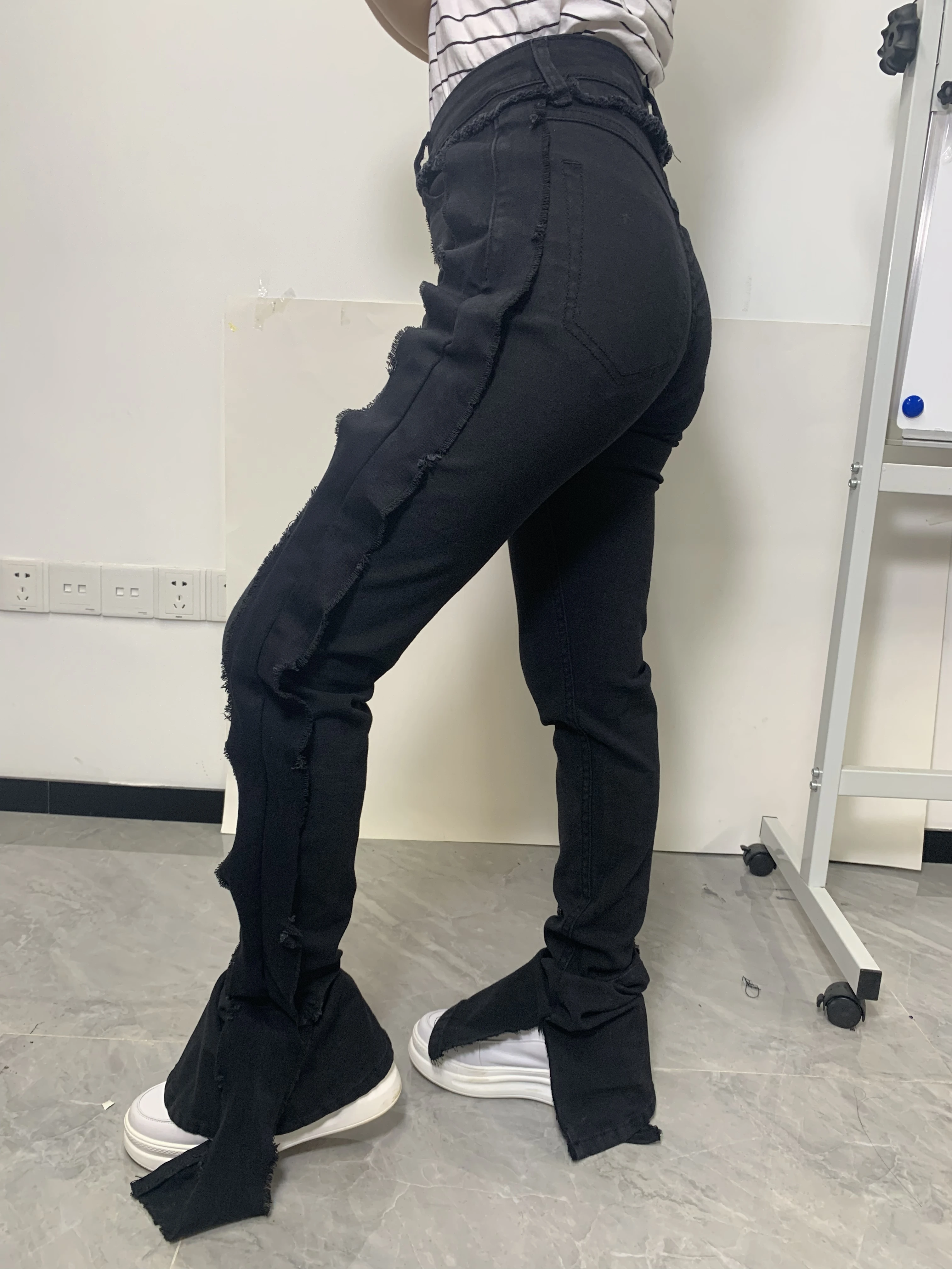 Женщин с накоплением джинсы 2020 изготовленный на заказ отменен высокая Талия клеш pantalones женские джинсы для женщин