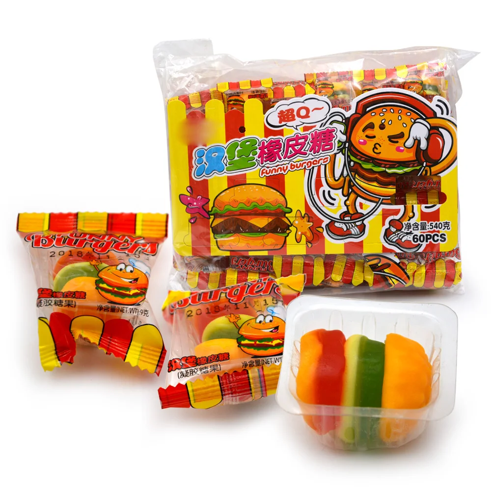 Customized wholesale private label halal burger jelly gummy candy
