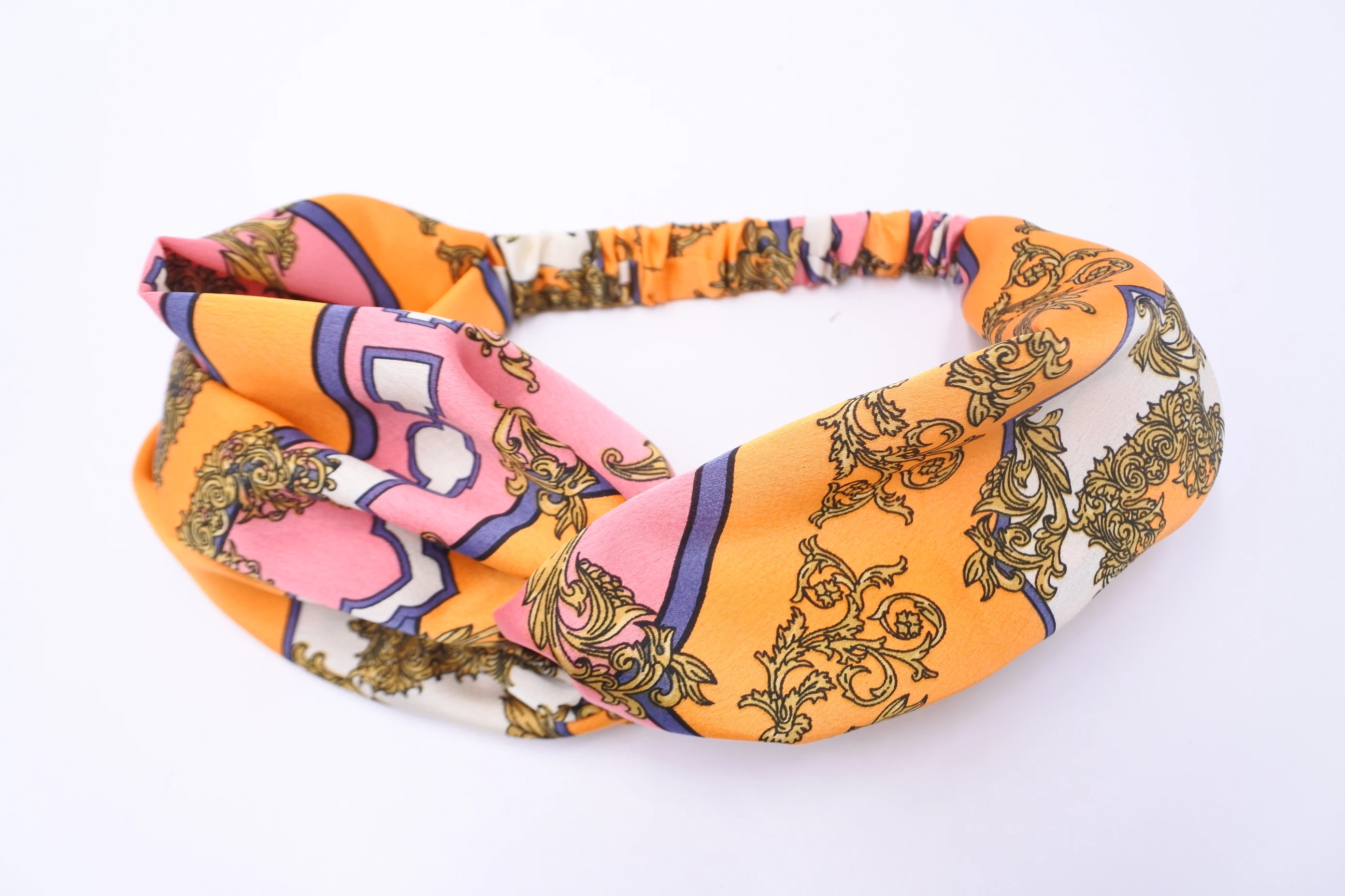 
Floral Pattern Cross Hair Band Bohemian Stretch Twist Cross Turban Head Wrap For Girls and women 