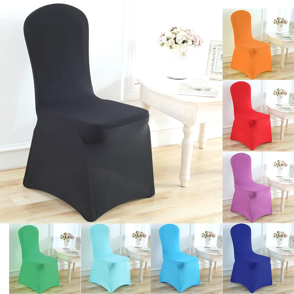 Disposable Universal Event Elastic Black Cheap Spandex Folding Dining Room Banquet Boucle Chair Covers For Wedding Party