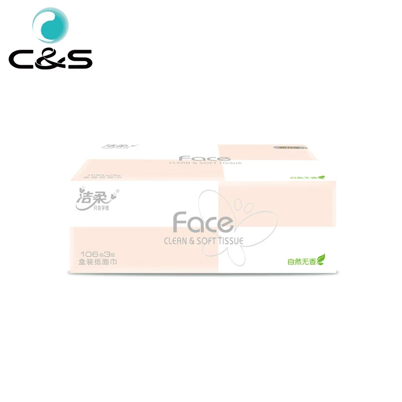 Лучшее качество 3 слоя 106 листов Ультра мягкий офиса отель бумажных салфеток для лица