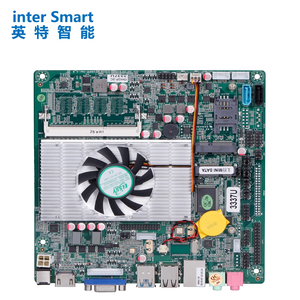 ELSKY In-tel Thin Cool Fan  Mini ITX Motherboard with I3 3217U Processor with 2* Mini PCIE and One 1000M Lan Desktop