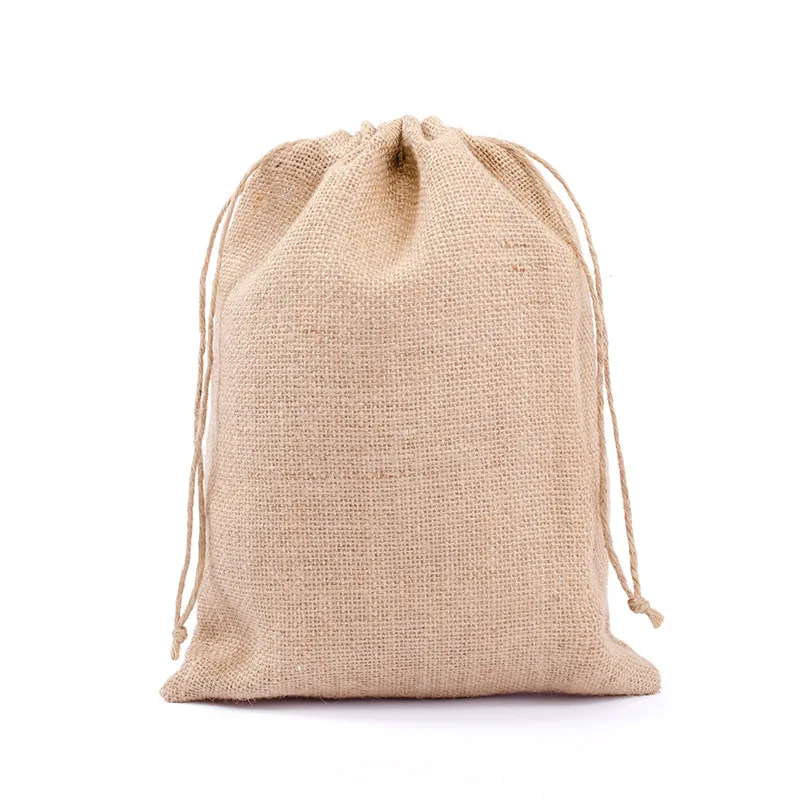 
Eco friendly linen fabric tote linen drawstring bag with logo print 