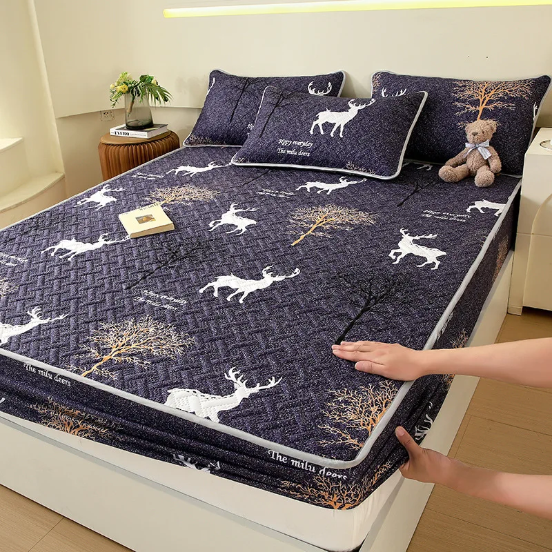 Hot Sale Printed Waterproof Mattress Mattress Bed Bug Protector Quilted Microfiber Fabric Fitted Sheet With Deep Pocket