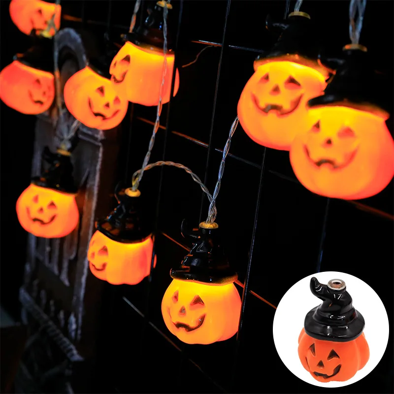 1.5M/3M LED Pumpkin Light String Halloween Decoration Battery Operated DIY Fairy Lamp For Horror Halloween Happy Party Lights