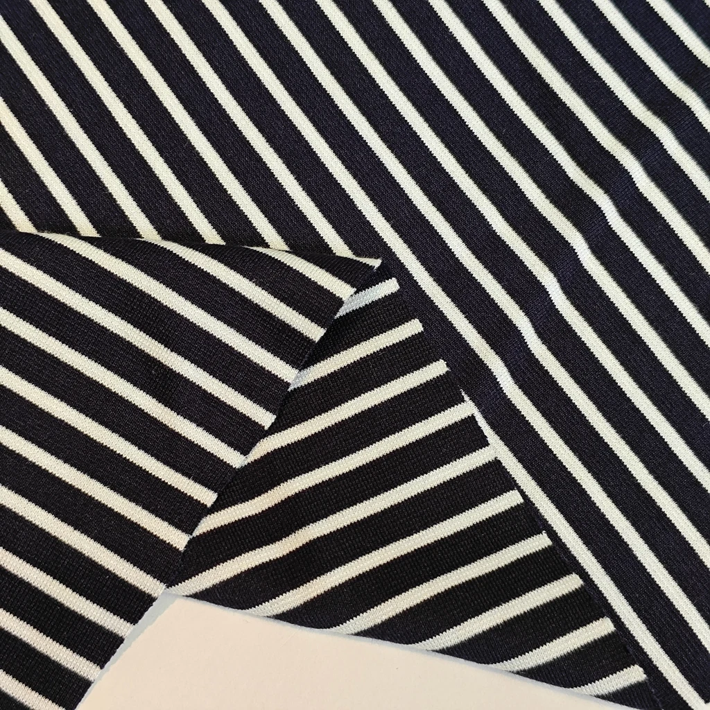 OEM Customize  Stripe Factory Cheap Price Rayon Modal  Polyester  Spandex 280Gsm Yarn Dyed Stripe  Ponte Di Roma Fabric For