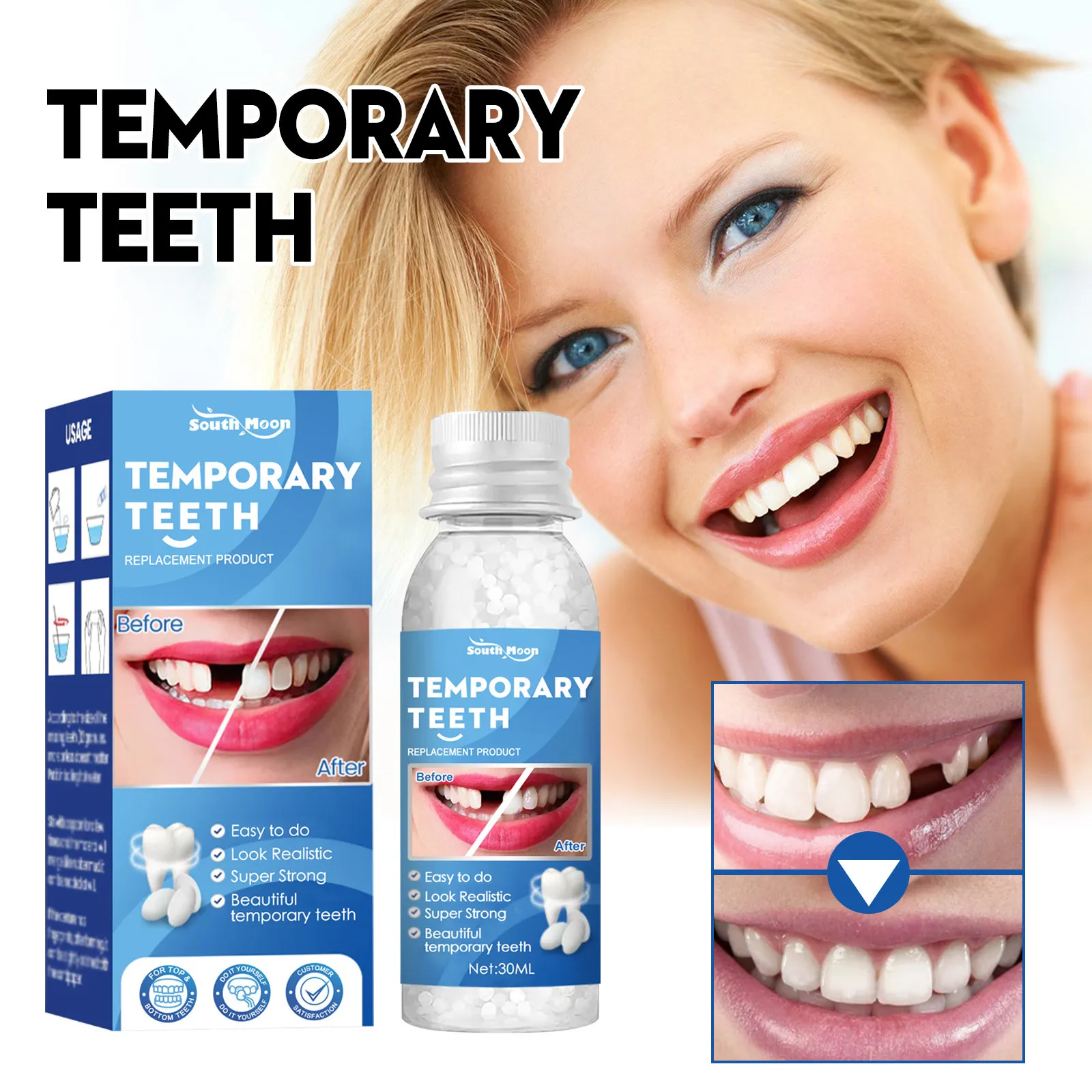 South Moon Modified Teeth Temporary Tooth Filling Tooth FillingGlue Temporary Fit Filling False Filler Glue 30ml