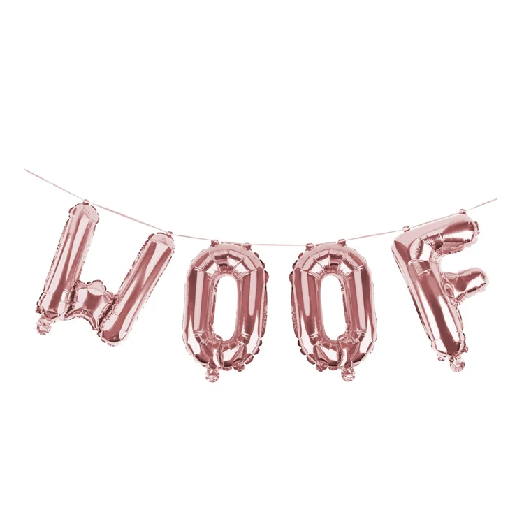 Hot sale WOOF Letter Balloons Paw Print Decorations Balloons set Pet rose gold Birthday Hat and banner or Dog Birthday set