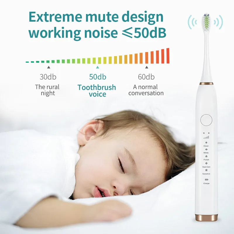 Personalized USB rechargeable waterproof soft bristle sonic electric toothbrush for adults and children