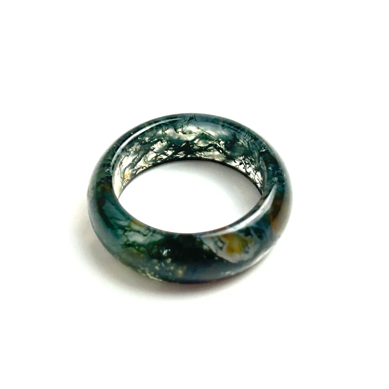 Chinese Ring Natural Moss Agate Ring Agate Rings for Men and Women