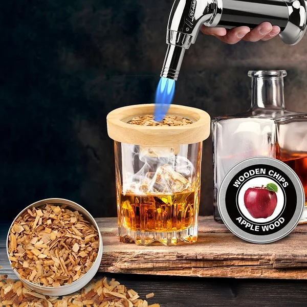 Whiskey Infuser Cocktails Smokers with 2 Whiskey Stones Smoker Kit with 6 Flavors Wood Chips Cocktail Smoker Kit with Torch