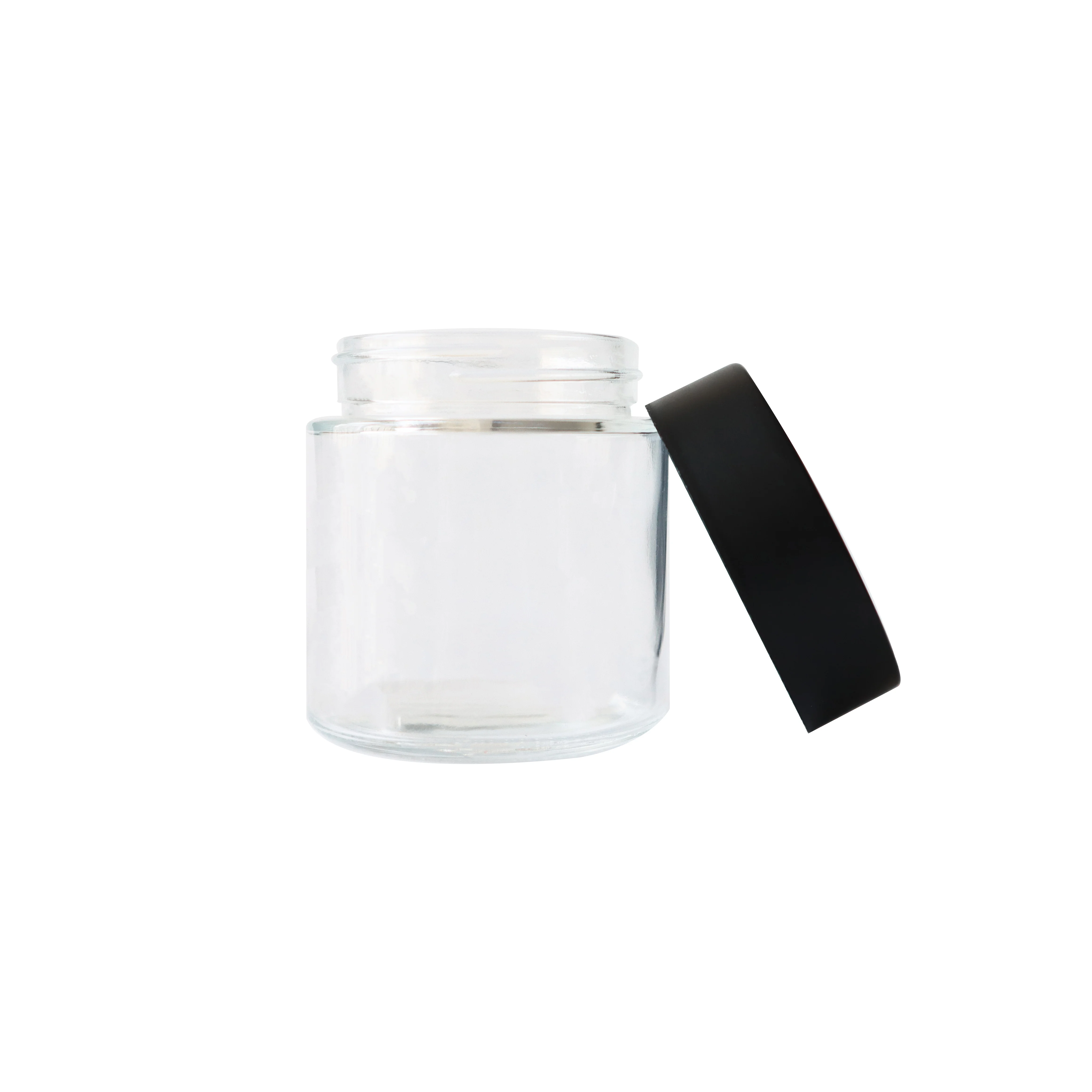  Clear White Black Blue Custom Color Straight Sided childproof Glass Jar 3oz for Hemp Flowers and CBD Infused