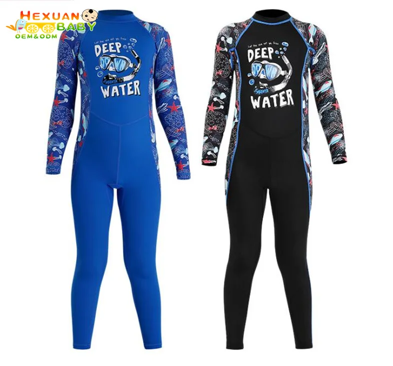Boys Girls Full Body Diving Suit Kids Long Sleeve Wetsuit Zip Keep Warm Surf Suits One Piece Swimwear