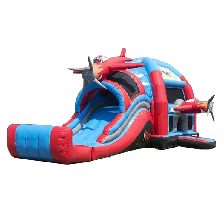 Kids Outdoor Inflatable Red 3D Airplane Castle Slide/Inflatable Jumping Castle Bounce Castle Airplane Inflatable Trampoline