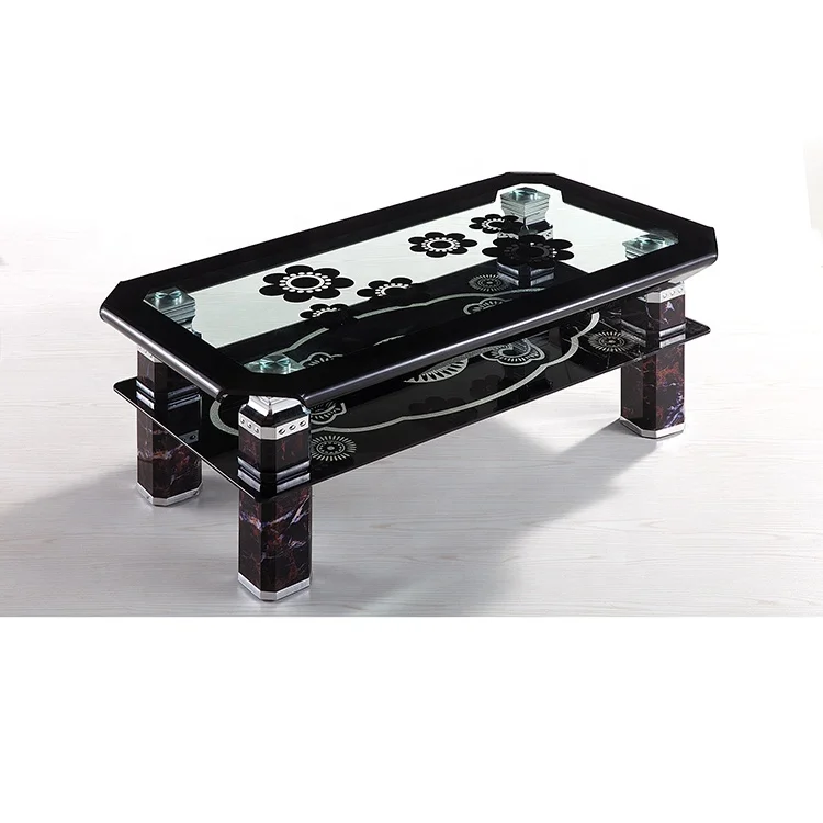 Antique style modern chrome leg high quality tempered glass coffee table for living room